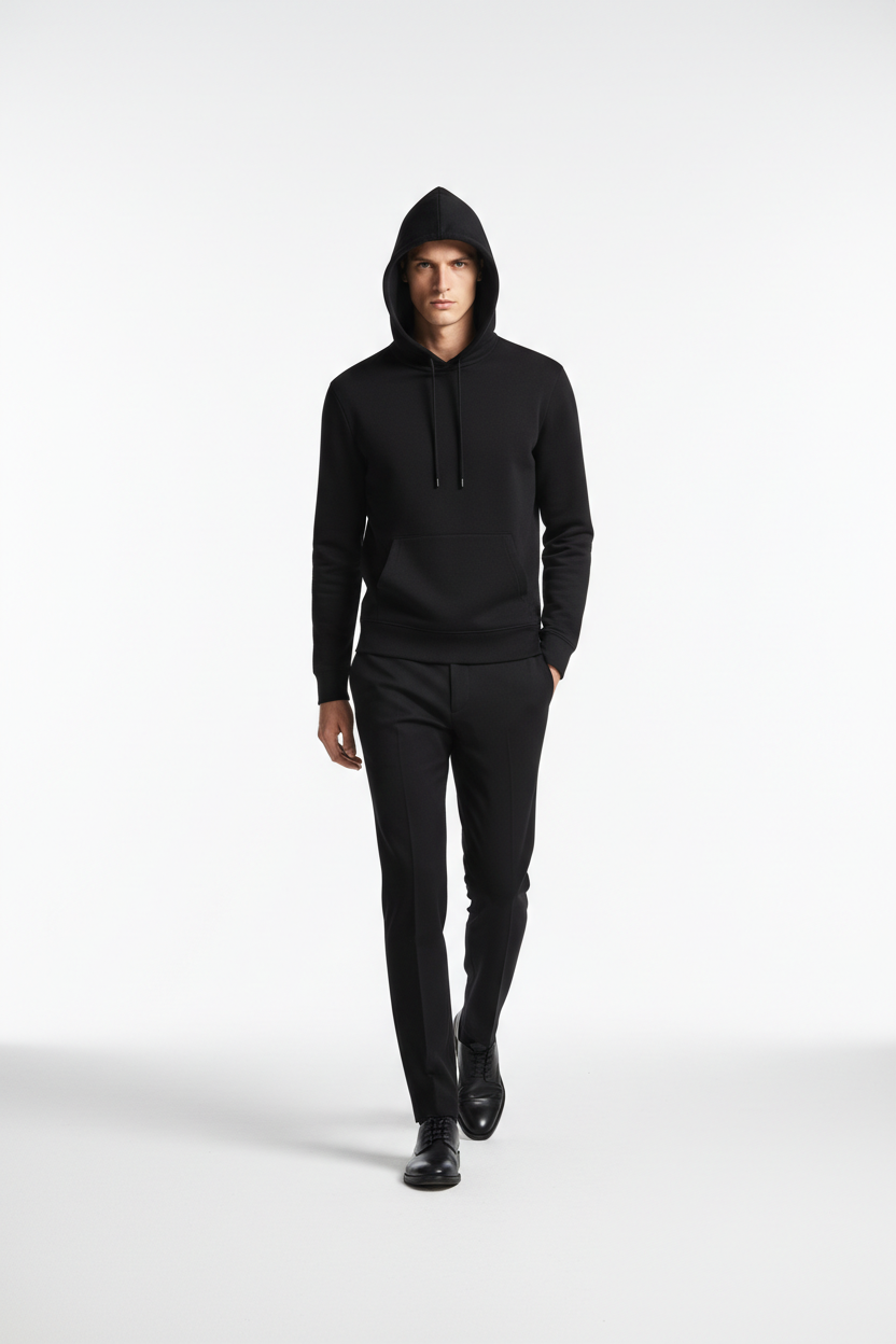 ZIDU — Jet Black Hoodie & Jogger Editorial